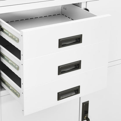vidaXL Office Cabinet | White | Steel | Large | Height-Adjustable Shelves