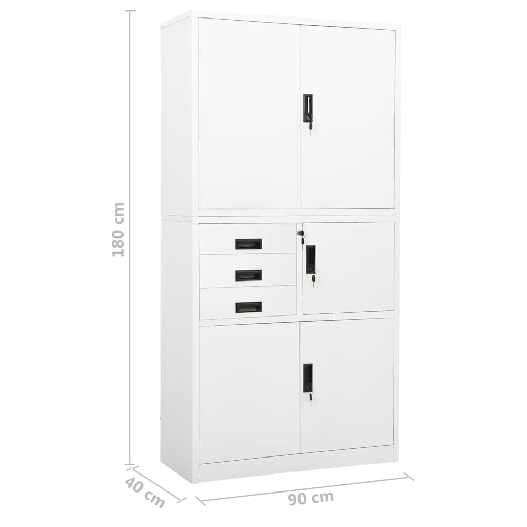 vidaXL Office Cabinet | White | Steel | Large | Height-Adjustable Shelves