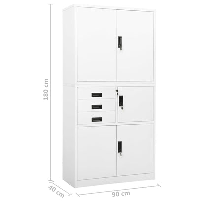 vidaXL Office Cabinet | White | Steel | Large | Height-Adjustable Shelves