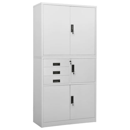 vidaXL Office Cabinet | Light Grey | Steel | Large | Smooth-Closing