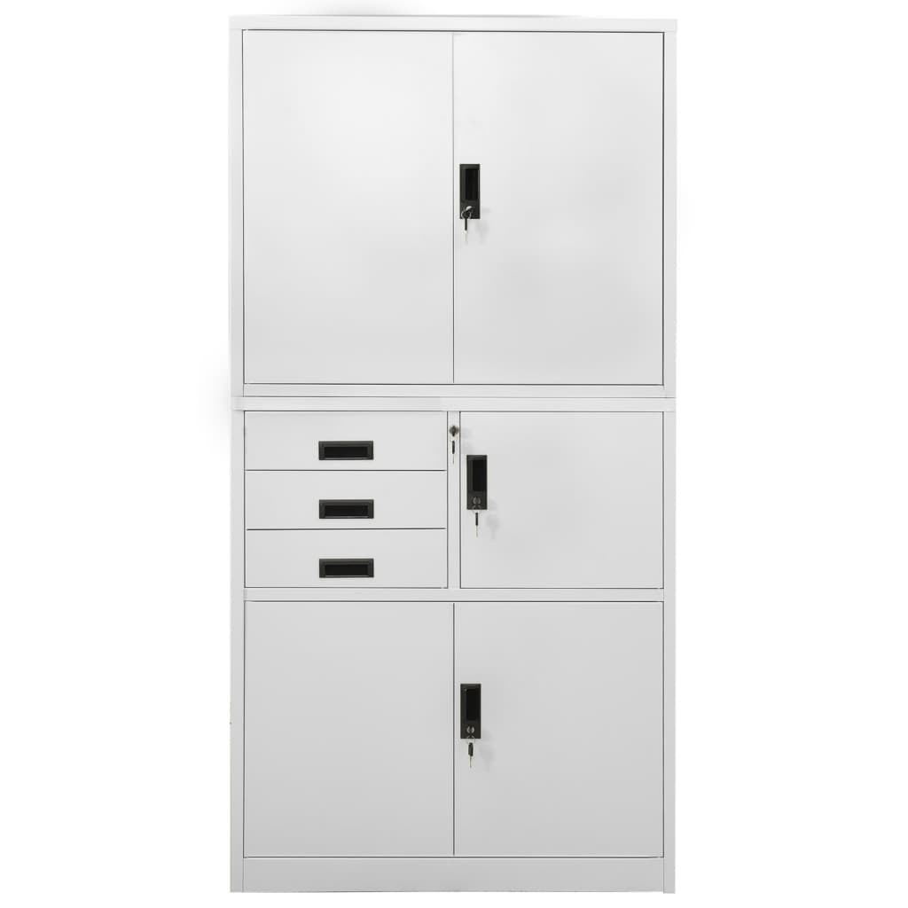 vidaXL Office Cabinet | Light Grey | Steel | Large | Smooth-Closing
