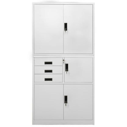 vidaXL Office Cabinet | Light Grey | Steel | Large | Smooth-Closing
