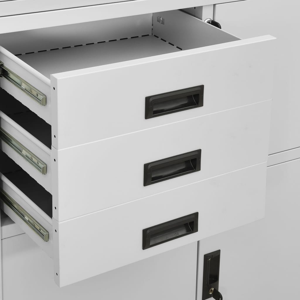 vidaXL Office Cabinet | Light Grey | Steel | Large | Smooth-Closing