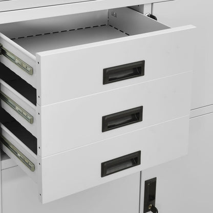 vidaXL Office Cabinet | Light Grey | Steel | Large | Smooth-Closing