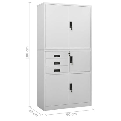 vidaXL Office Cabinet | Light Grey | Steel | Large | Smooth-Closing