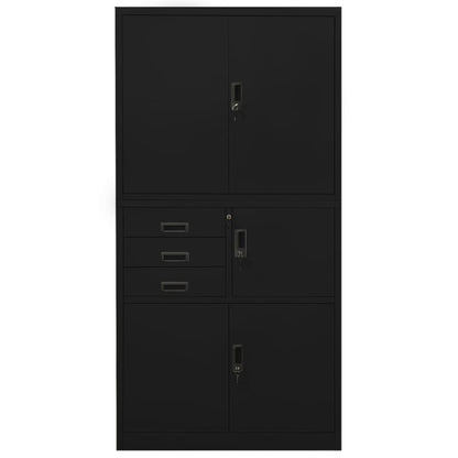 vidaXL Office Cabinet Black 90x40x180 cm Steel