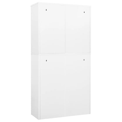 vidaXL Office Cabinet White 90x40x180 cm Steel and Tempered Glass