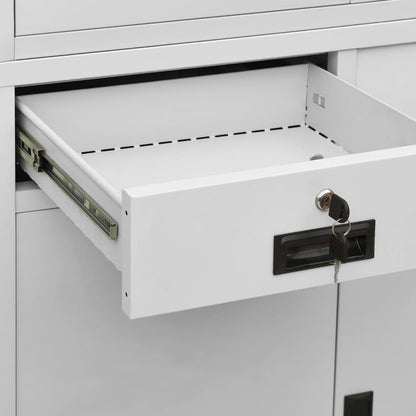 vidaXL Office Cabinet Light Grey 90x40x180 cm Steel and Tempered Glass