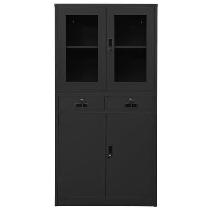 vidaXL Office Cabinet Anthracite 90x40x180 cm Steel and Tempered Glass