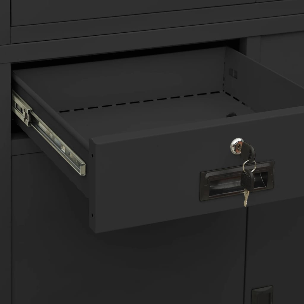 vidaXL Office Cabinet Anthracite 90x40x180 cm Steel and Tempered Glass