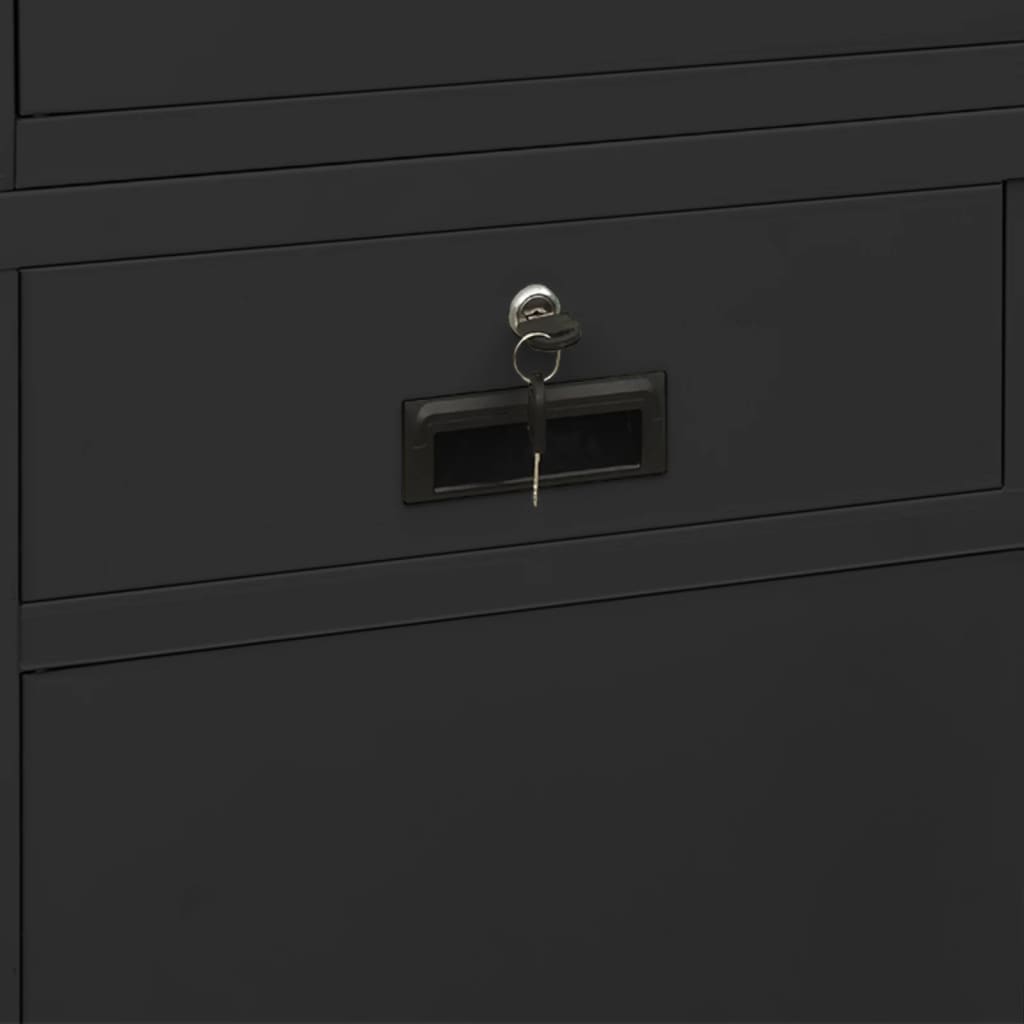 vidaXL Office Cabinet Anthracite 90x40x180 cm Steel and Tempered Glass