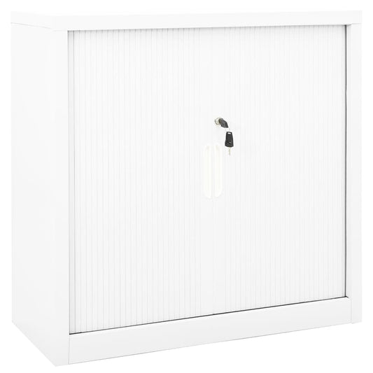 vidaXL Sliding Door Cabinet | White | Steel | Medium | Sliding Door Cabinet