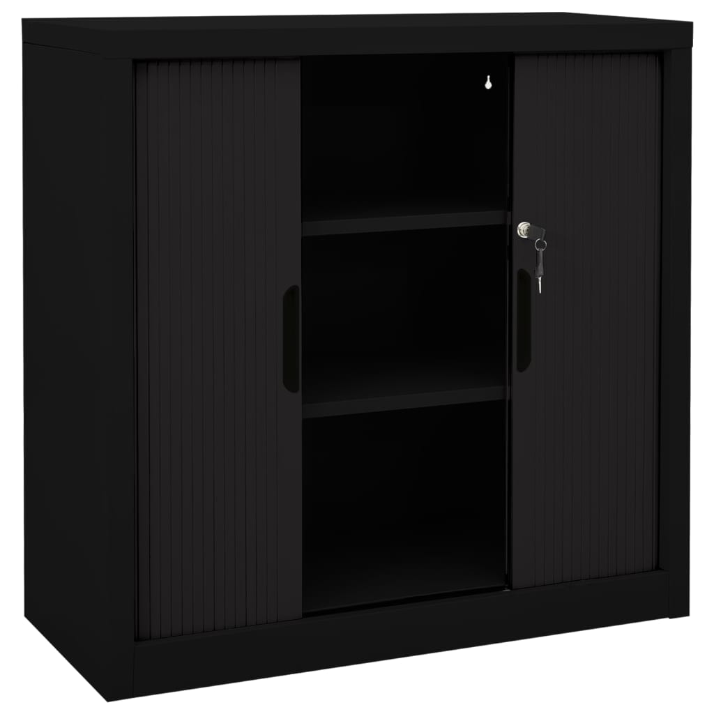 vidaXL Sliding Door Cabinet Black 90x40x90 cm Steel