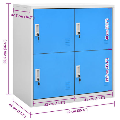 vidaXL Locker Cabinet Light Grey and Blue 90x45x92.5 cm Steel