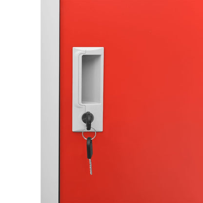 vidaXL Locker Cabinet Light Grey and Red 90x45x92.5 cm Steel