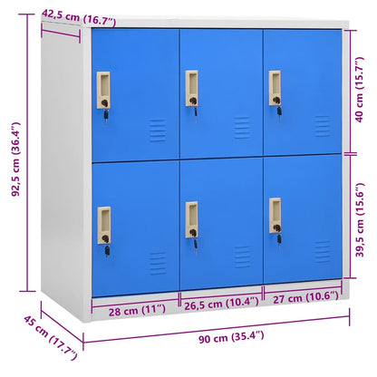 vidaXL Locker Cabinet | Light Grey and Blue | Steel | Medium