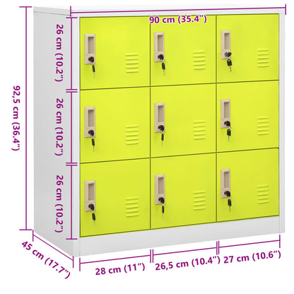 vidaXL Locker Cabinet Light Grey and Green 90x45x92.5 cm Steel