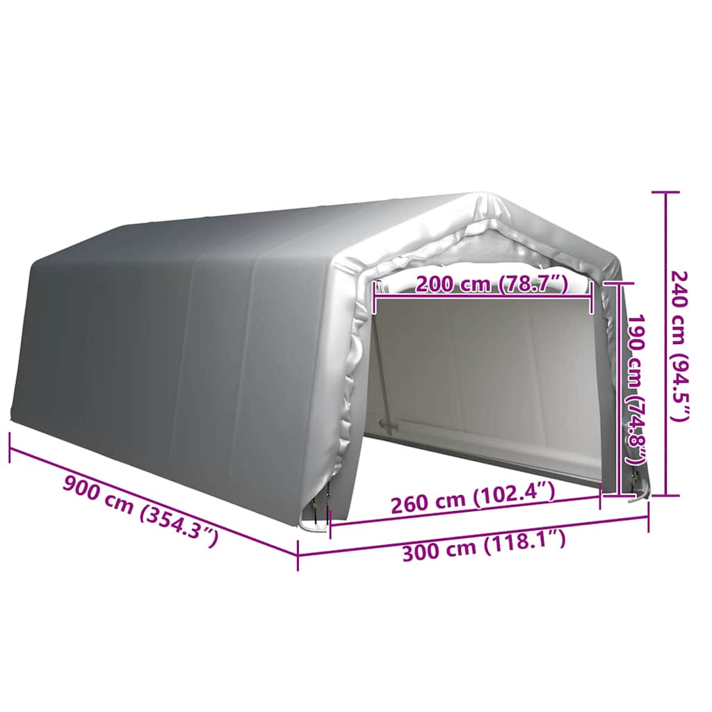 vidaXL Storage Tent 300x900 cm Steel Grey