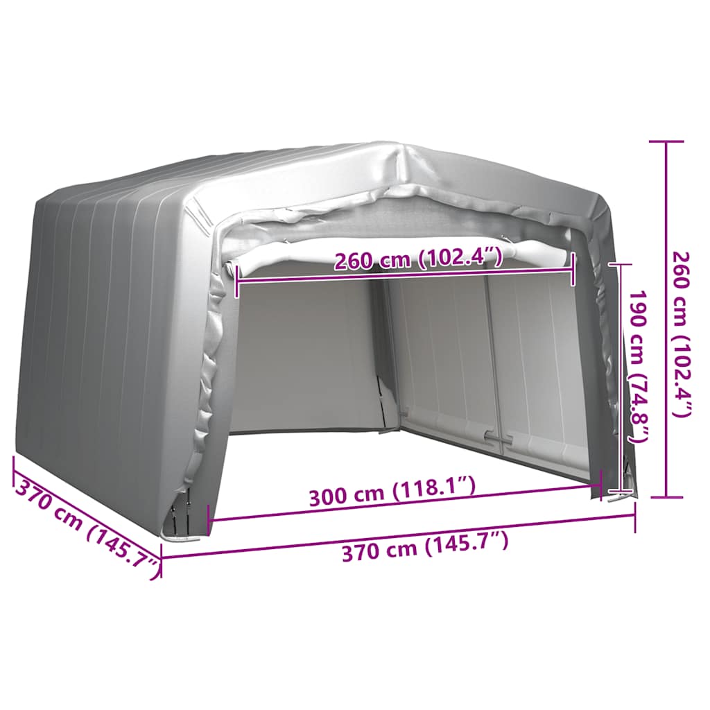 vidaXL Storage Tent 370x370 cm Steel Grey