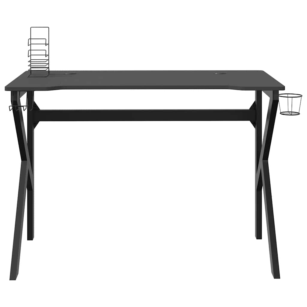 vidaXL Gaming Desk with K Shape Legs Black 110x60x75 cm