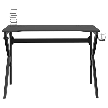 vidaXL Gaming Desk with K Shape Legs Black 110x60x75 cm