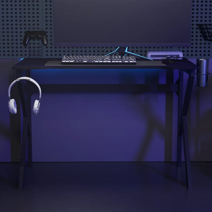 vidaXL Gaming Desk with K Shape Legs Black 110x60x75 cm