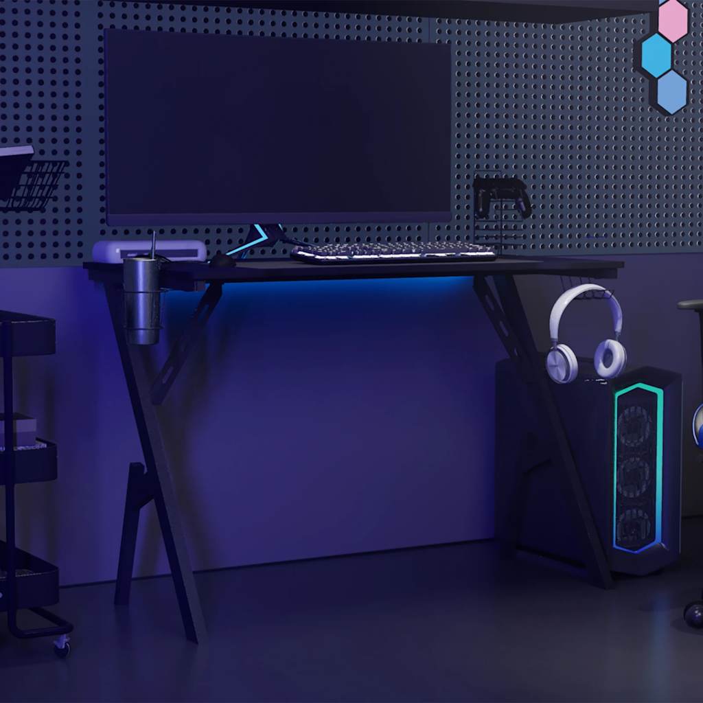 vidaXL Gaming Desk with Y Shape Legs Black 110x60x75 cm