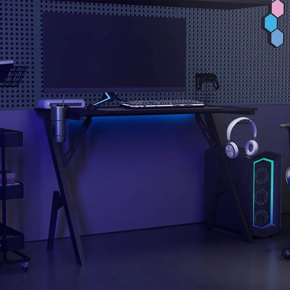 vidaXL Gaming Desk with Y Shape Legs Black 110x60x75 cm