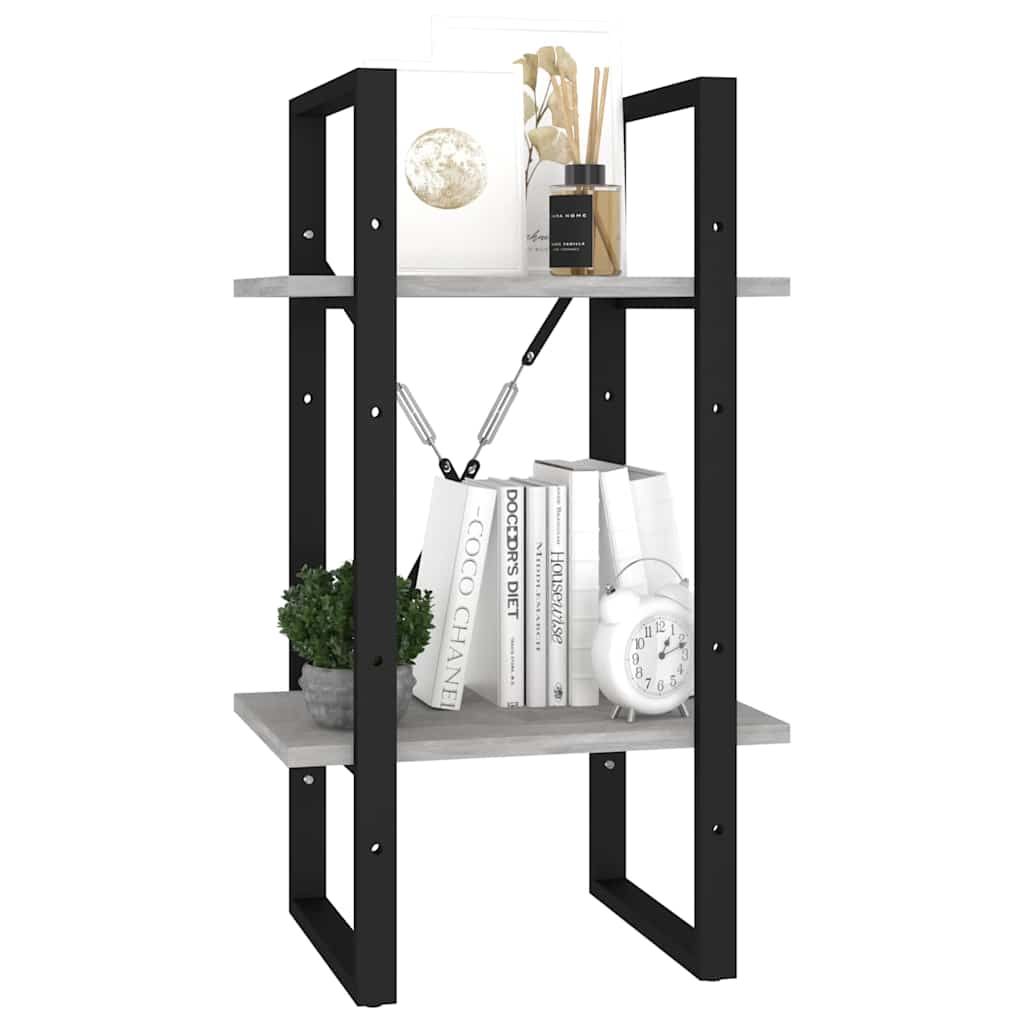 806411 vidaXL 2-Tier Book Cabinet Concrete Grey 40x30x70 cm Engineered Wood