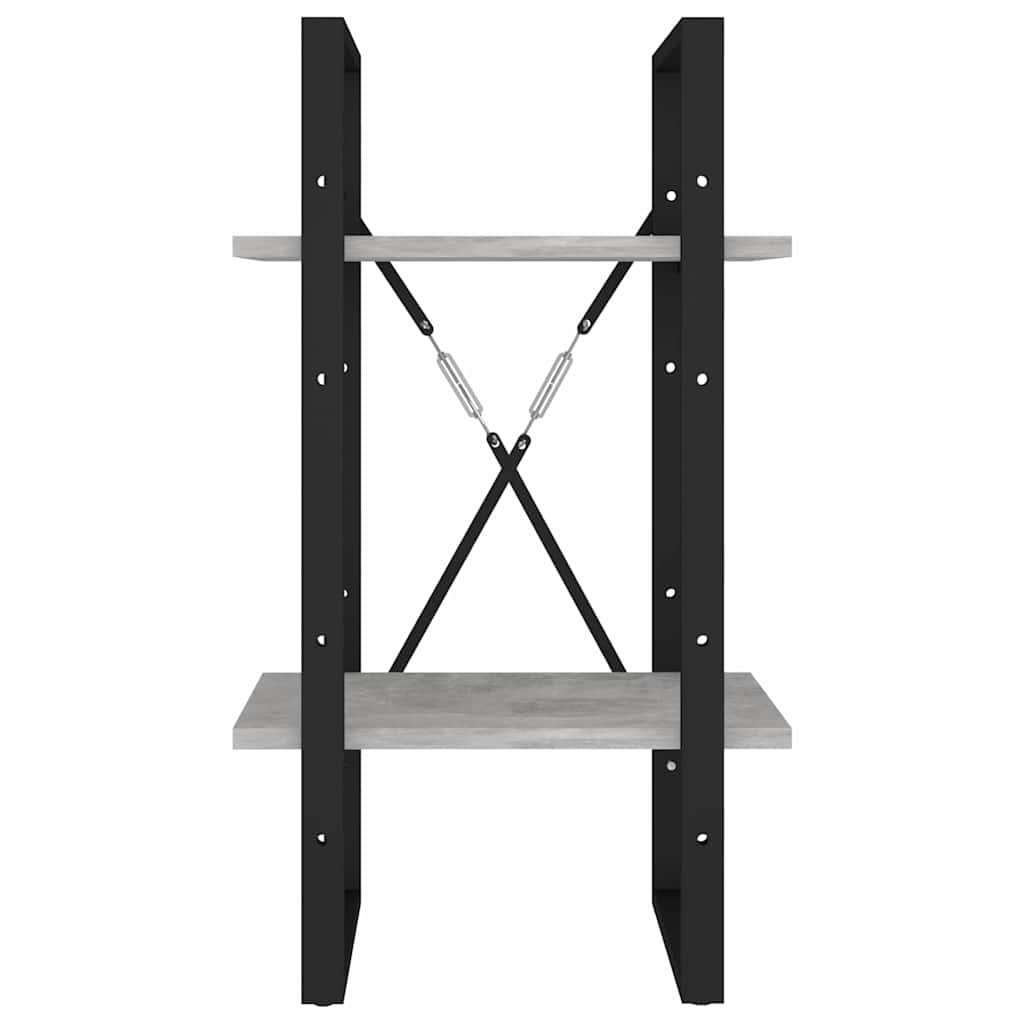 806411 vidaXL 2-Tier Book Cabinet Concrete Grey 40x30x70 cm Engineered Wood