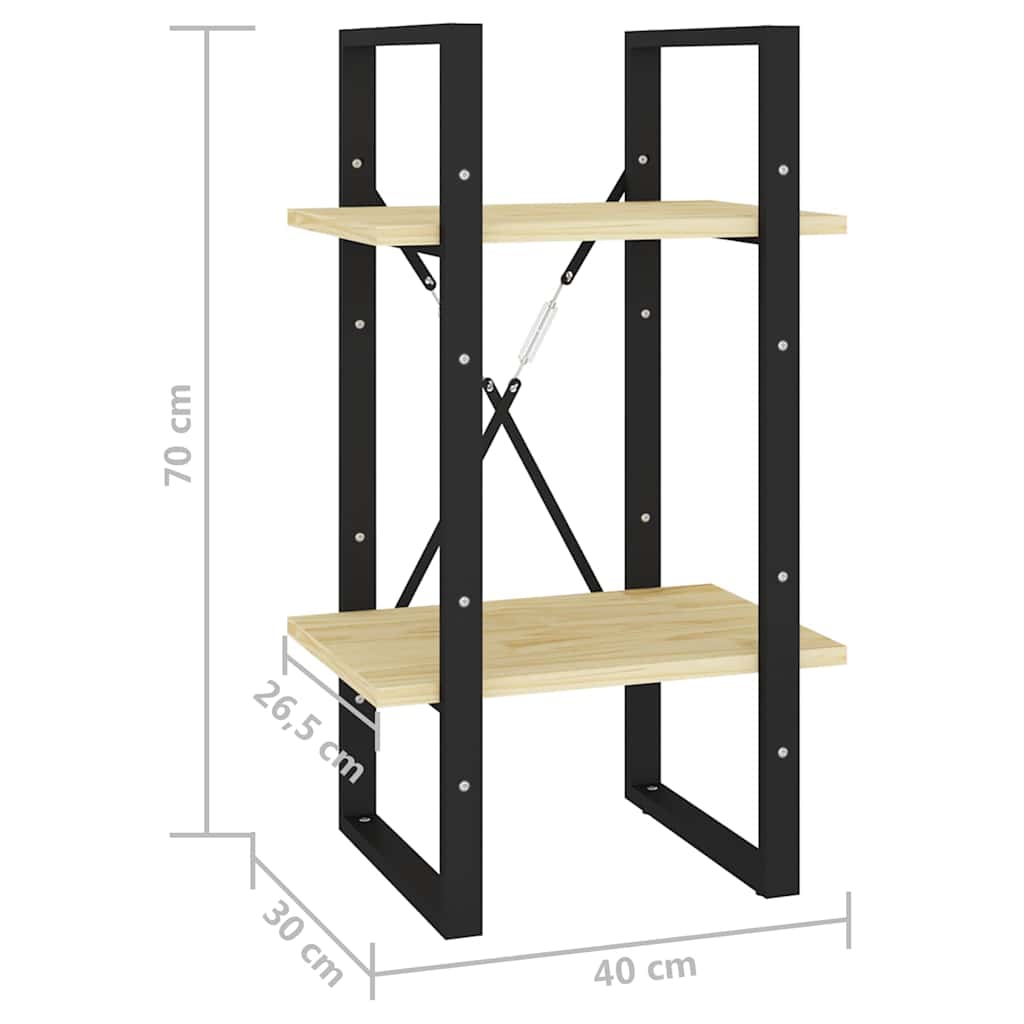 806412 vidaXL 2-Tier Book Cabinet 40x30x70 cm Solid Wood Pine