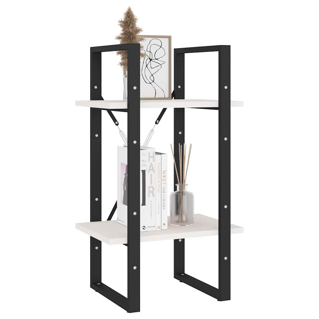 806413 vidaXL 2-Tier Book Cabinet White 40x30x70 cm Solid Wood Pine