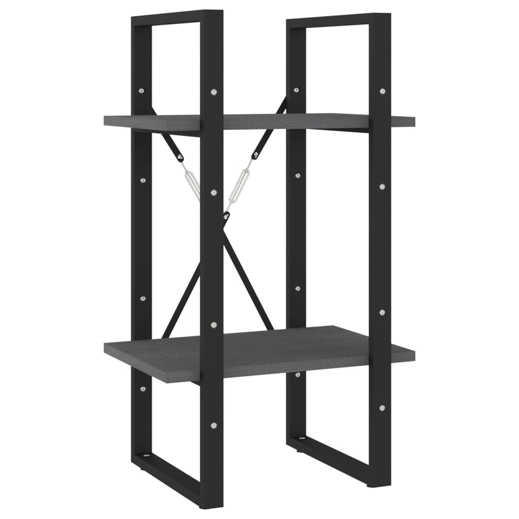 806414 vidaXL 2-Tier Book Cabinet Grey 40x30x70 cm Solid Wood Pine