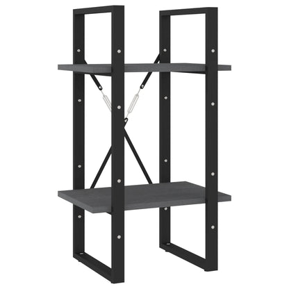 806414 vidaXL 2-Tier Book Cabinet Grey 40x30x70 cm Solid Wood Pine