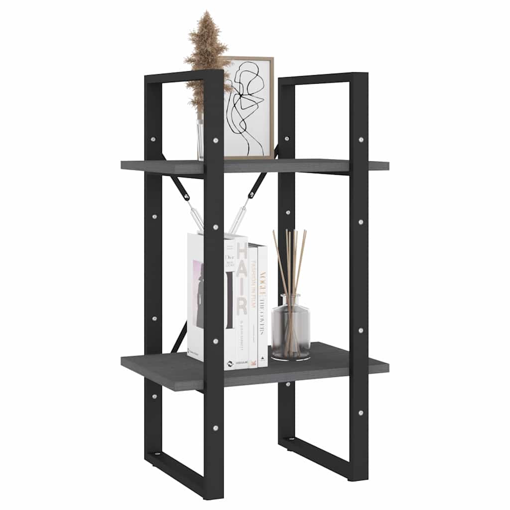 806414 vidaXL 2-Tier Book Cabinet Grey 40x30x70 cm Solid Wood Pine