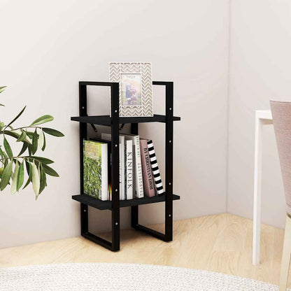 806416 vidaXL 2-Tier Book Cabinet Black 40x30x70 cm Solid Wood Pine