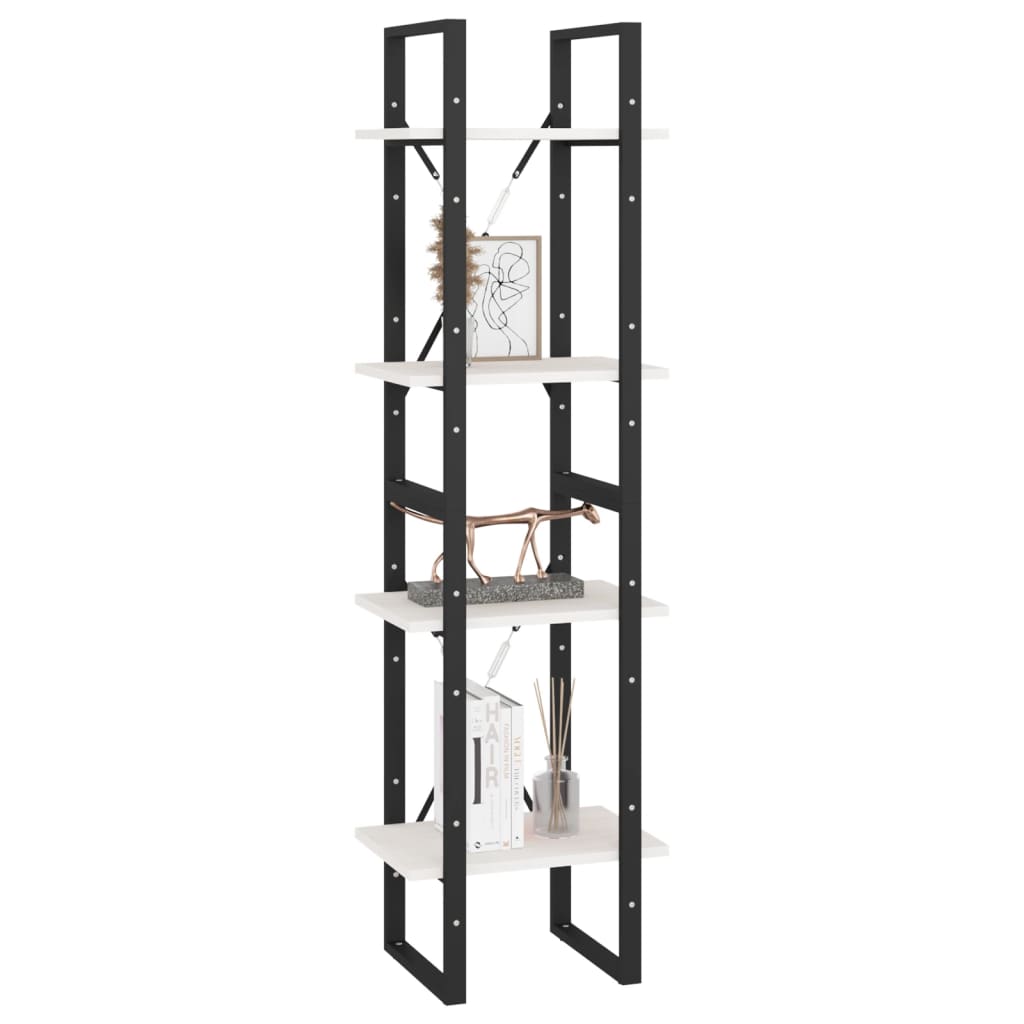 vidaXL 4-Tier Book Cabinet White 40x30x140 cm Solid Pine Wood