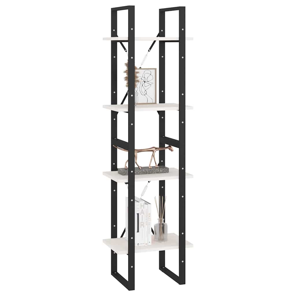 806423 vidaXL 4-Tier Book Cabinet White 40x30x140 cm Solid Wood Pine