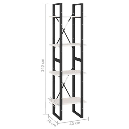 806423 vidaXL 4-Tier Book Cabinet White 40x30x140 cm Solid Wood Pine