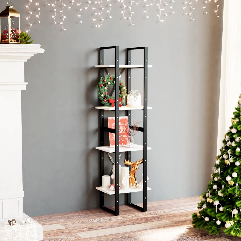 806423 vidaXL 4-Tier Book Cabinet White 40x30x140 cm Solid Wood Pine