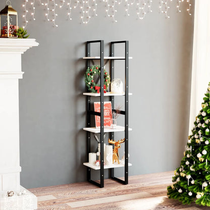 806423 vidaXL 4-Tier Book Cabinet White 40x30x140 cm Solid Wood Pine