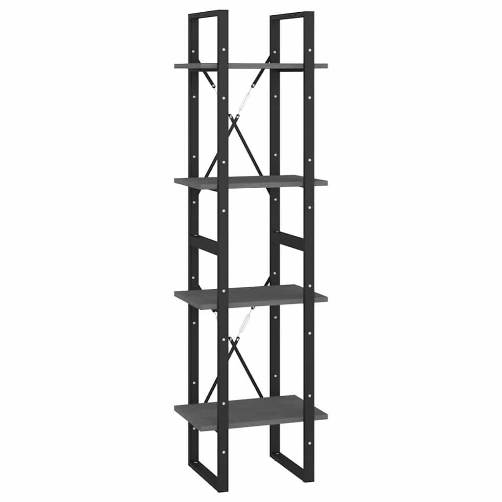 806424 vidaXL 4-Tier Book Cabinet Grey 40x30x140 cm Solid Wood Pine