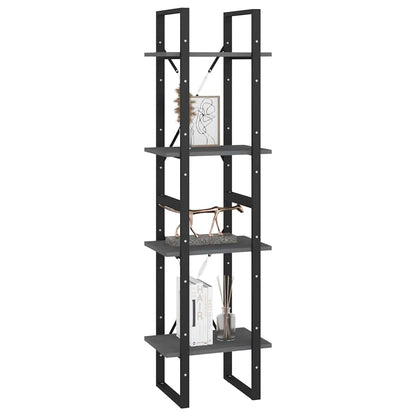 806424 vidaXL 4-Tier Book Cabinet Grey 40x30x140 cm Solid Wood Pine
