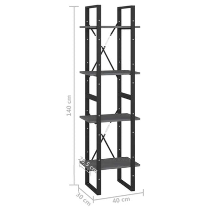 806424 vidaXL 4-Tier Book Cabinet Grey 40x30x140 cm Solid Wood Pine