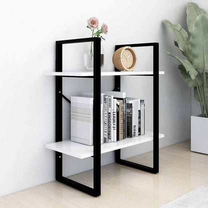 806427 vidaXL 2-Tier Book Cabinet White 60x30x70 cm Engineered Wood