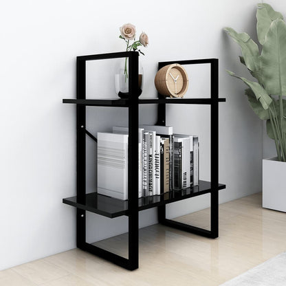 806428 vidaXL 2-Tier Book Cabinet Black 60x30x70 cm Engineered Wood
