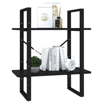 806428 vidaXL 2-Tier Book Cabinet Black 60x30x70 cm Engineered Wood