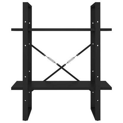 806428 vidaXL 2-Tier Book Cabinet Black 60x30x70 cm Engineered Wood