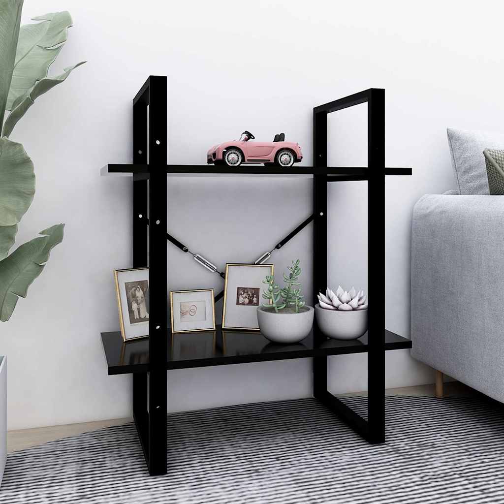 806428 vidaXL 2-Tier Book Cabinet Black 60x30x70 cm Engineered Wood