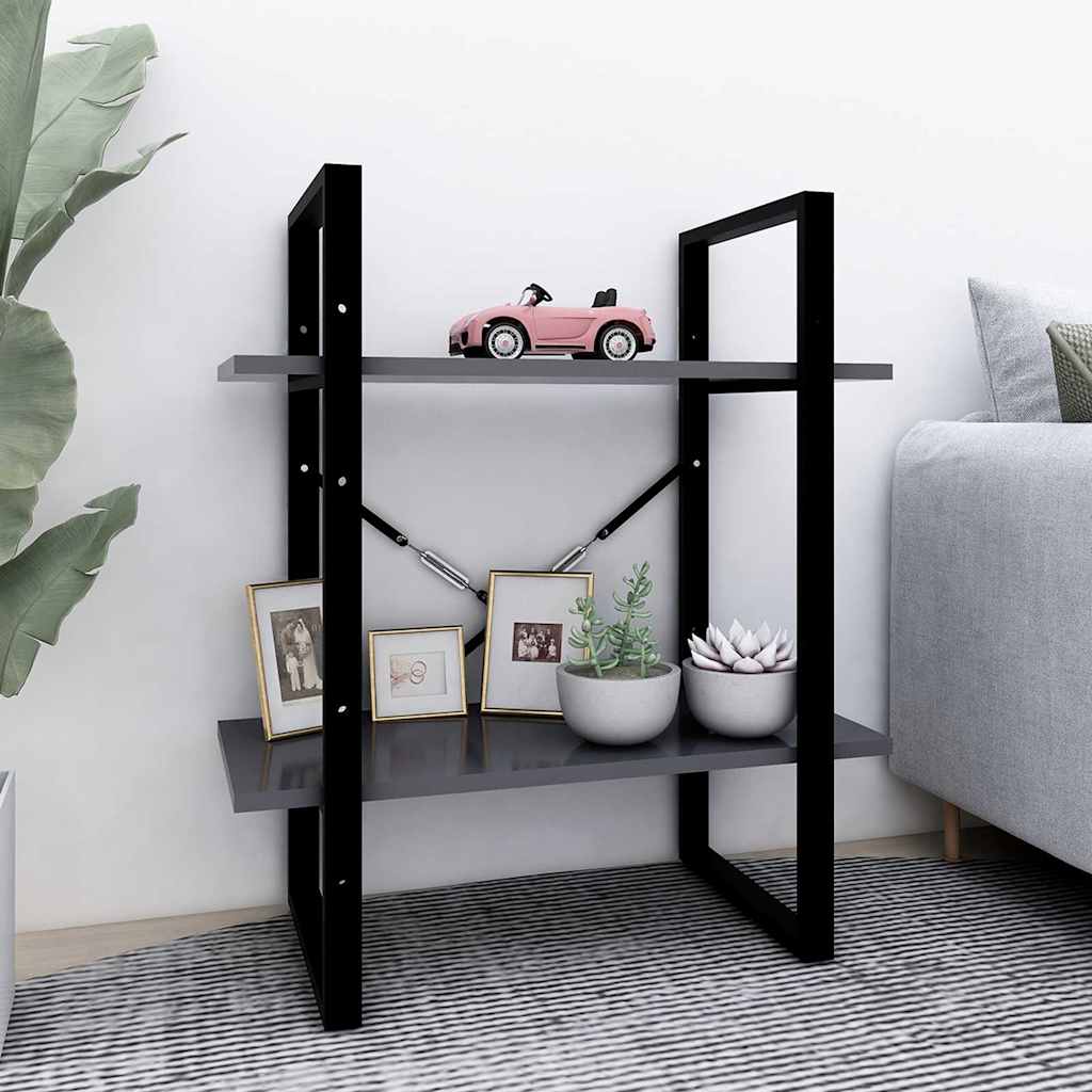 806429 vidaXL 2-Tier Book Cabinet Grey 60x30x70 cm Engineered Wood